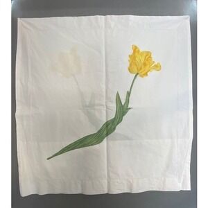 Yves Delorme AVRIL Yellow Parrot Tulip White Cotton Pillow Sham 28" x 28" France